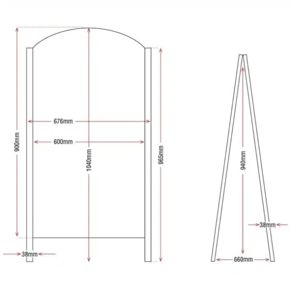 Olympia Metal Framed Pavement Board 1040 x 600mm - A Boards & Pavement Signs - size drawing