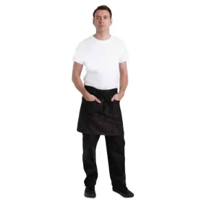 Chef Works Urban Corvallis Crosshatch Half Bistro Apron Black and Burgundy