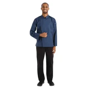 Chef Works Hartford Lightweight Zipper Unisex Chef Jacket Blue M