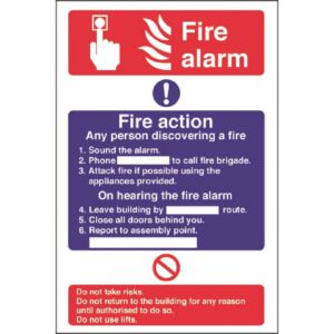 Fire Alarm / Fire Action Sign Self Adhesive
