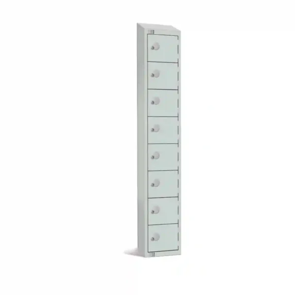 Eight Door Padlock Locker with Sloping Top Grey