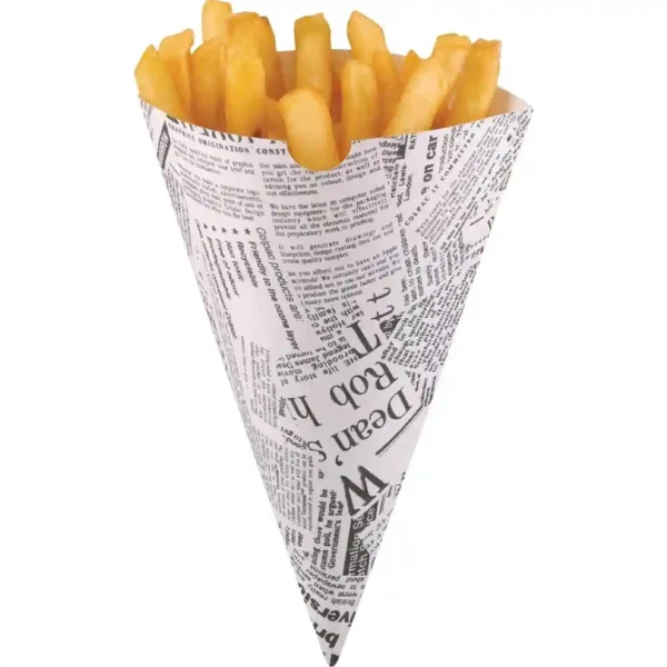 Disposable Newspaper Print Paper Chip Cones