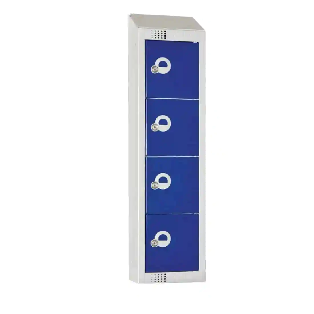 Elite Personal Effects Locker 4 Door Blue Camlock Sloping Top
