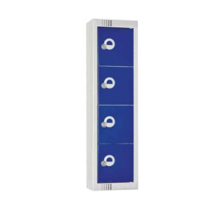 Elite Personal Effects Locker 4 Door Blue Padlock