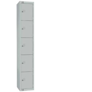 Elite Five Door Camlock Locker with Sloping Top Grey