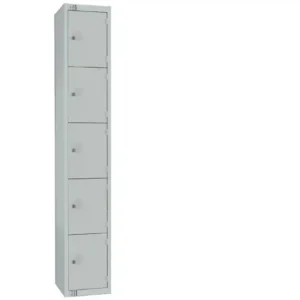 Elite Five Door Camlock Locker with Sloping Top Grey