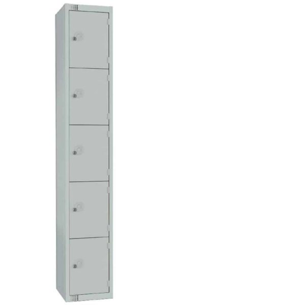 Elite Five Door Camlock Locker with Sloping Top Grey