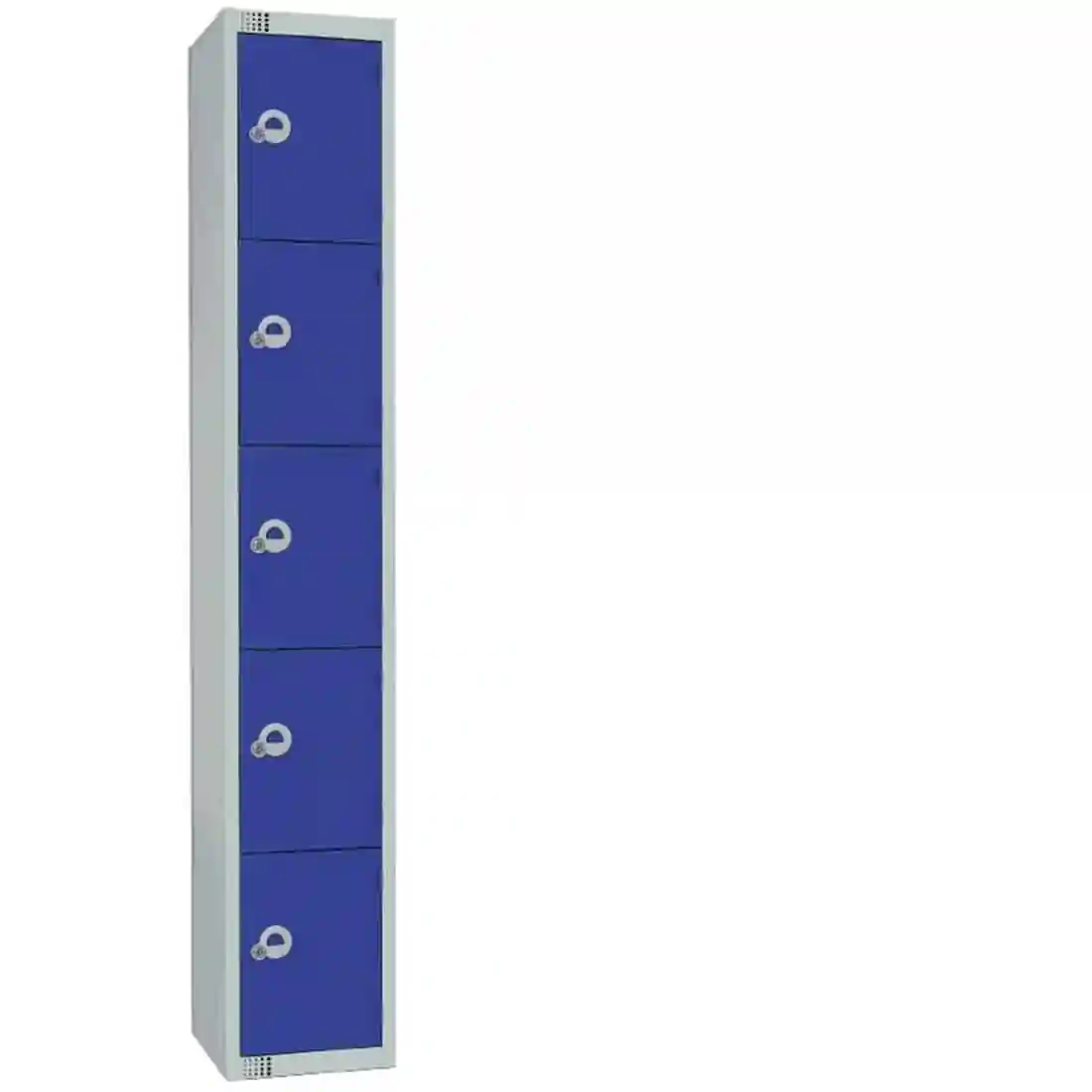 Elite Five Door Coin Return Locker with Sloping Top Blue