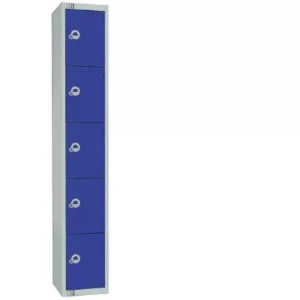 Elite Five Door Electronic Combination Locker with Sloping Top Blue