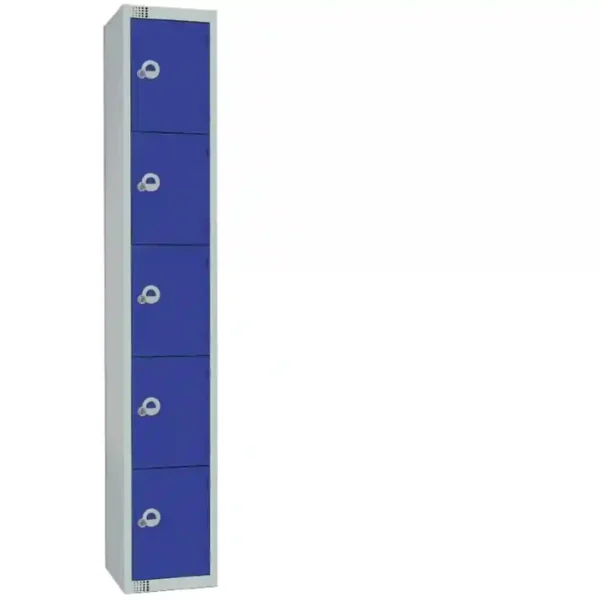 Elite Five Door Electronic Combination Locker with Sloping Top Blue
