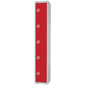Elite Five Door Padlock Locker Red