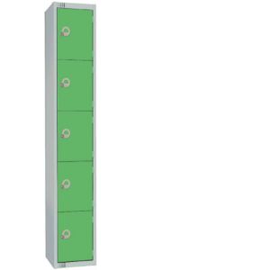 Elite Five Door Electronic Combination Locker with Sloping Top Green
