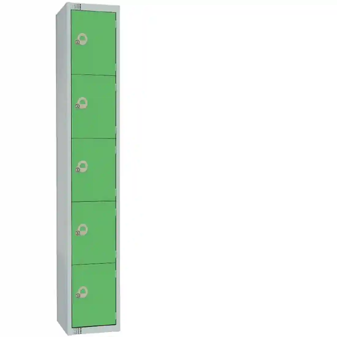Elite Five Door Padlock Locker with Sloping Top Green