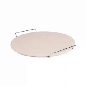 Round Pizza Stone with Metal Serving Rack