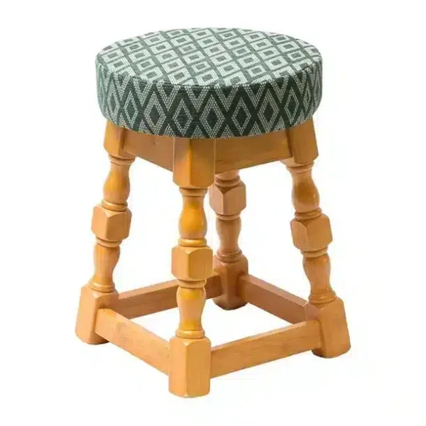 Classic Soft Oak Low Bar Stool with Green Diamond Seat