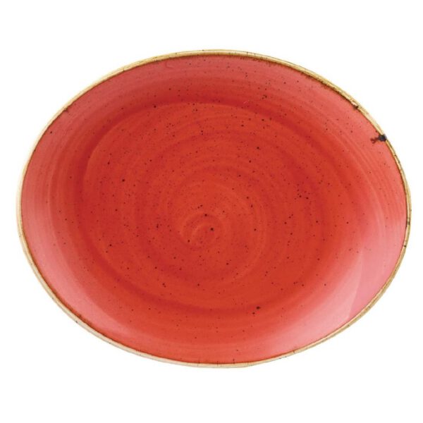 Churchill Stonecast Oval Coupe Plate Berry Red 192mm