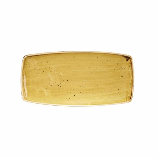 Churchill Stonecast Rectangular Plate Mustard Seed Yellow 295 x 150mm