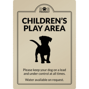 Dog Friendly Childrens Play Area - Exterior Sign