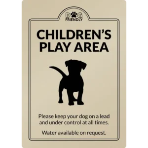 Dog Friendly Childrens Play Area - Exterior Sign