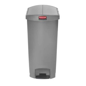 Rubbermaid Slim Jim End Step on Pedal Bin Grey 68 Ltr