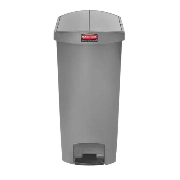 Rubbermaid Slim Jim End Step on Pedal Bin Grey 68 Ltr