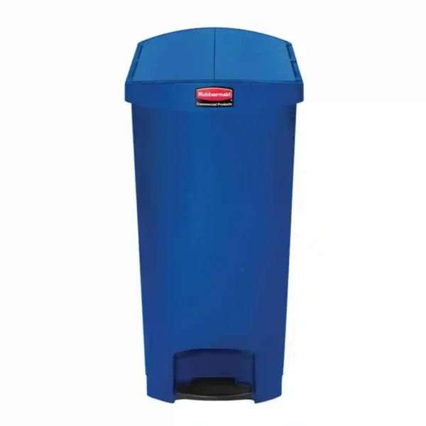 Rubbermaid Slim Jim End Step on Pedal Bin Blue 90 Ltr