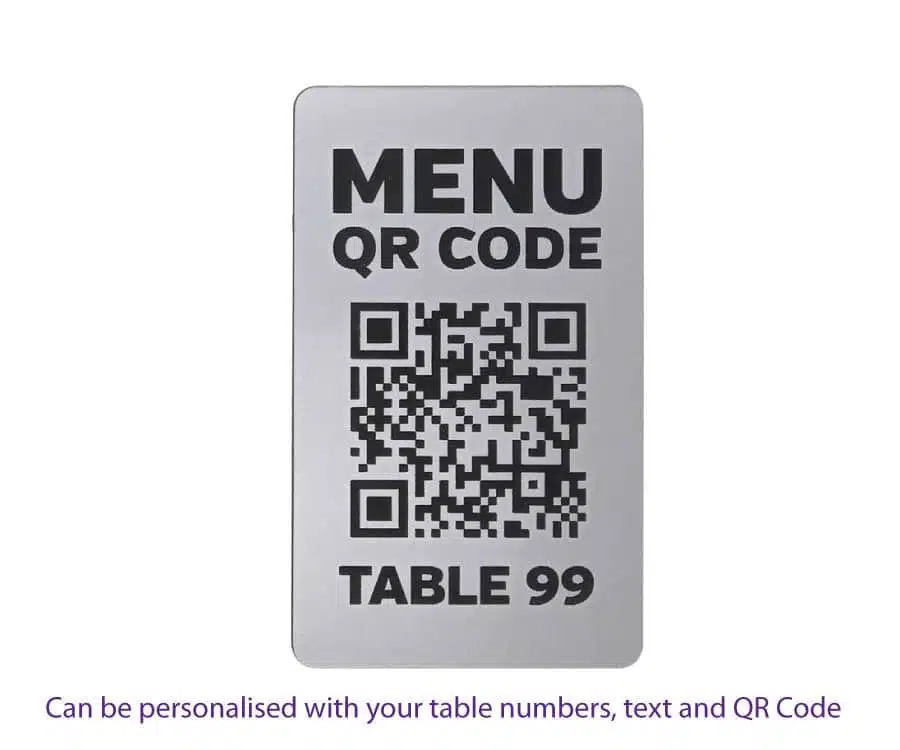 QR Code Table Number 100 x 60mm