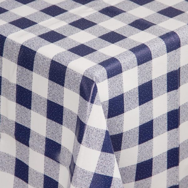 PVC Chequered Tablecloth Blue 54 x 70in