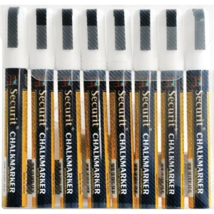 Set of 8 Securit 6mm Liquid Chalk Pens White