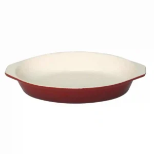 Vogue Red Oval Cast Iron Gratin Dish 650ml