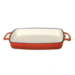 Vogue Orange Rectangular Cast Iron Dish 1.8Ltr