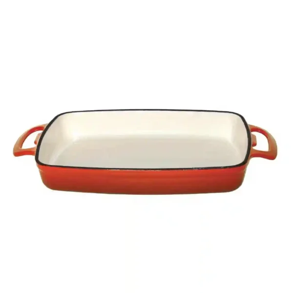 Vogue Orange Rectangular Cast Iron Dish 1.8Ltr