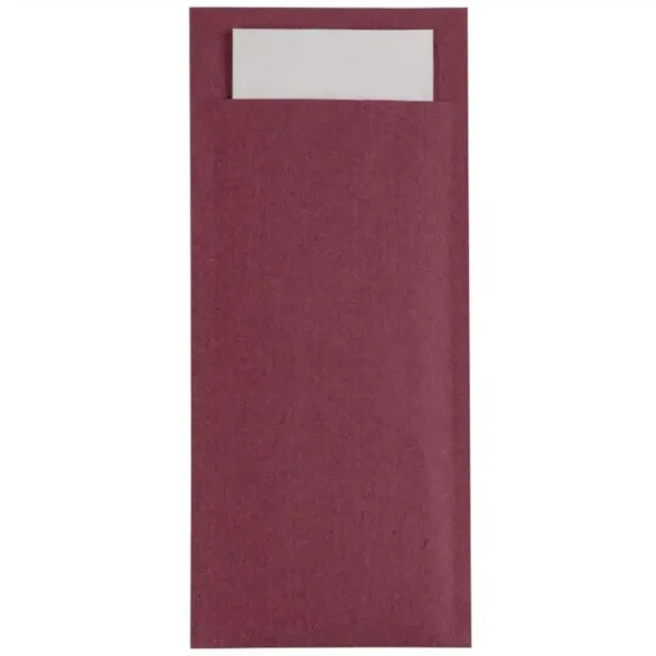 Europochette Kraft Burgundy Cutlery Pouch with Champagne Napkin