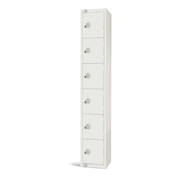 Elite Six Door Camlock Locker White