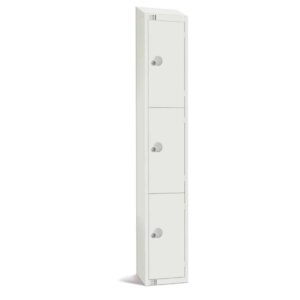 Elite Three Door Padlock Locker with Sloping Top White