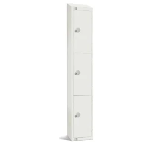 Elite Three Door Padlock Locker with Sloping Top White