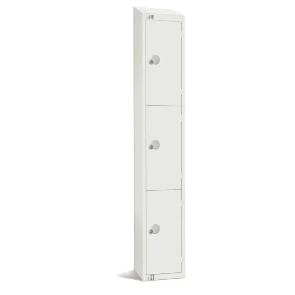 Elite Three Door Padlock Locker with Sloping Top White