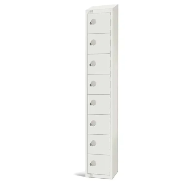 Elite Eight Door Electronic Combination Locker with Sloping Top White