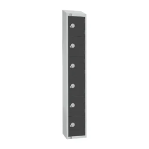 Elite Six Door Coin Return Locker with Sloping Top Graphite Grey