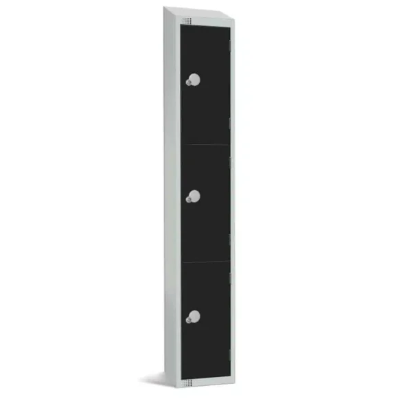 Elite Three Door Electronic Combination Locker with Sloping Top Black