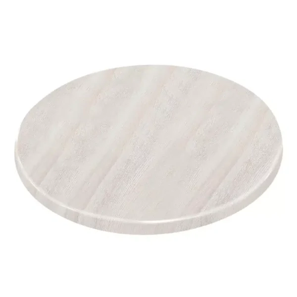Bolero Pre-drilled Round Table Top Whitewash 600mm