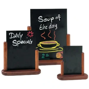 Securit Half Frame Table Top Blackboard 320 x 270mm Mahogany