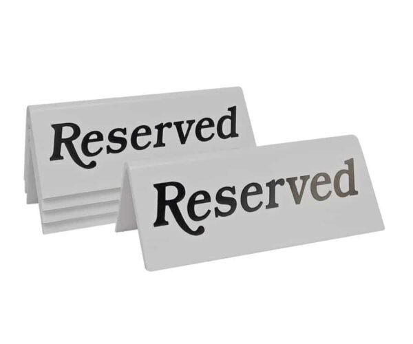 White Table Signs Range - Reserved - Smart Hospitality Supplies