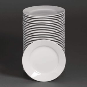 Bulk Buy Pack of 36 Athena Hotelware Wide Rimmed Plates 254mm