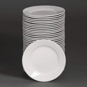 Bulk Buy Pack of 36 Athena Hotelware Wide Rimmed Plates 203mm