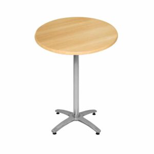 Special Offer Bolero Round 600mm Beech Bar Table with Aluminium Base Combo
