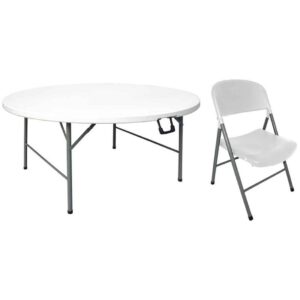Special Offer Bolero 5ft Round Folding Table with Six Folding Chairs