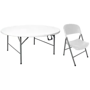 Special Offer Bolero 5ft Round Folding Table with Six Folding Chairs