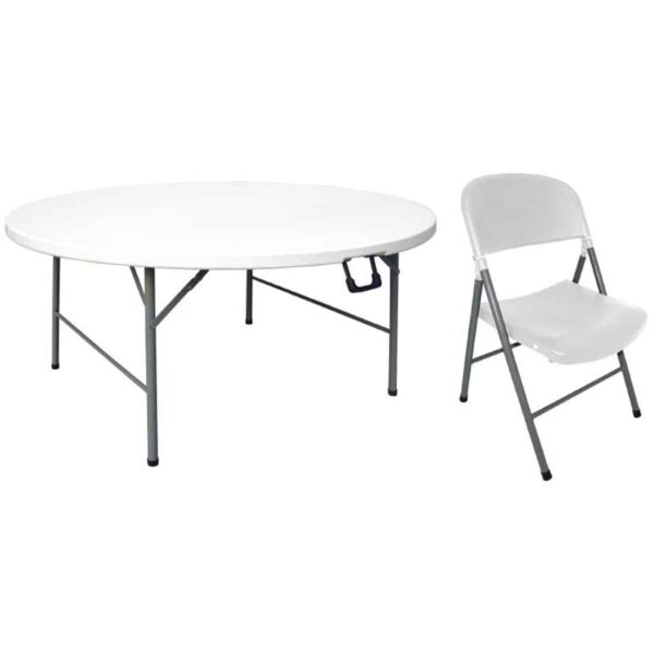 Special Offer Bolero 5ft Round Folding Table with Six Folding Chairs