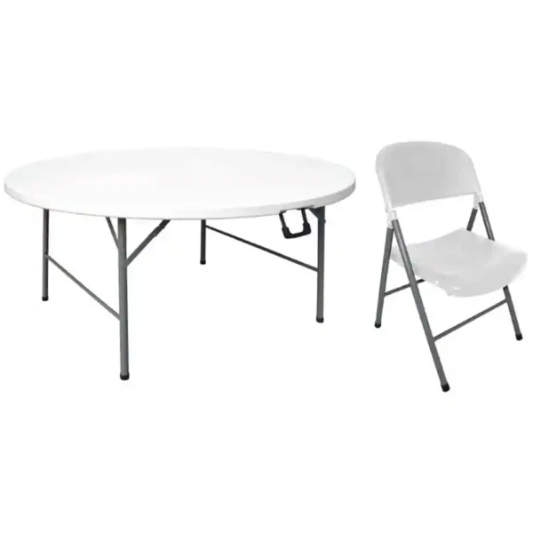 Special Offer Bolero 5ft Round Folding Table with Six Folding Chairs